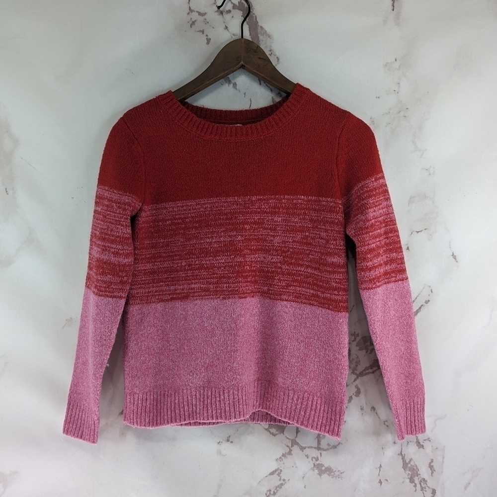 Cupcakes & Cashmere Sweater Womens XS Red Pink Crew Neck Striped Colorblock